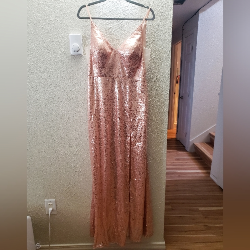 Azazie Pink Sequins bridesmaid dress